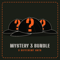 Mystery 3 Bundle: three blacked-out hats with orange question marks